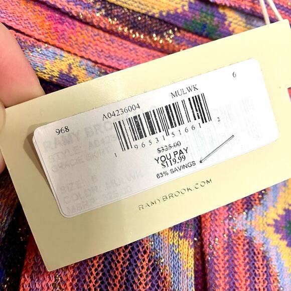 NWT Ramy Brook Gracie Knit Pleated Scallop Pattern Mini Skirt Size 6 - Picture 6 of 11